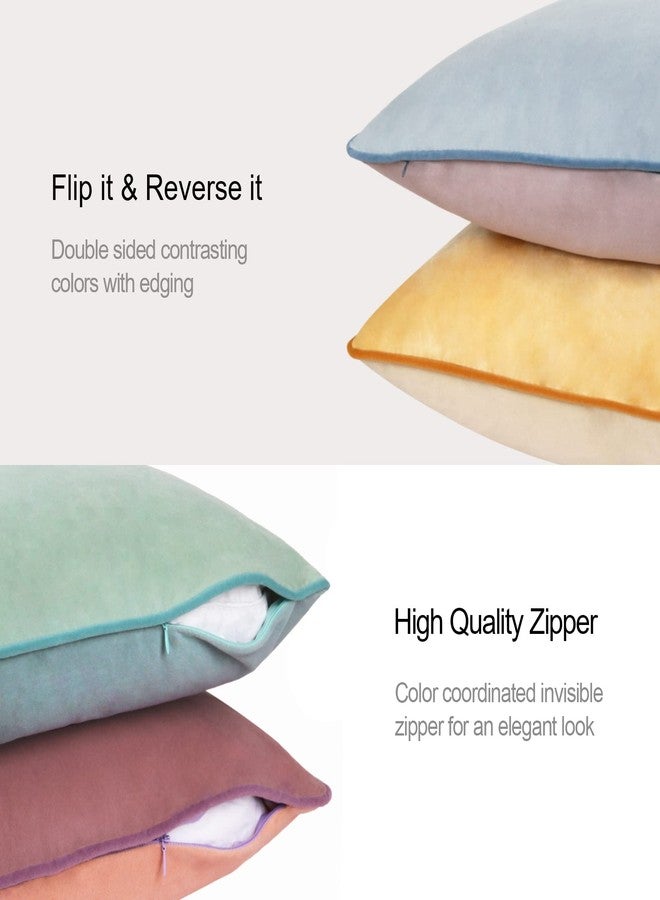 Btyrle Throw Pillow Covers 18x18 Set of 4 Soft Velvet Couch Cushion Covers Modern 8-Colors Designs Pillowcases Decorative Cushion Cases for Sofa Bedroom Home Decor(Morandi Series) - Image 4