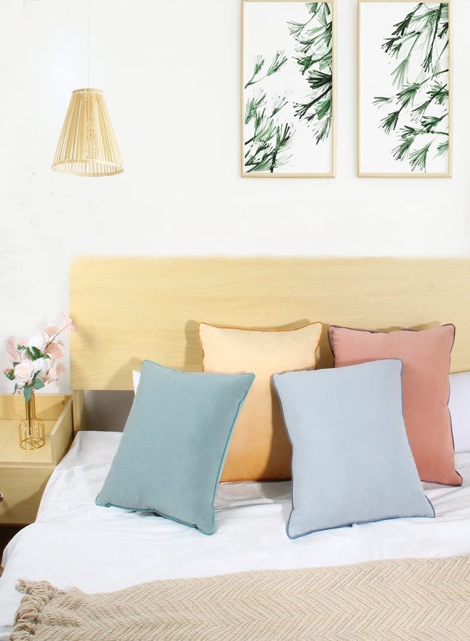 Btyrle Throw Pillow Covers 18x18 Set of 4 Soft Velvet Couch Cushion Covers Modern 8-Colors Designs Pillowcases Decorative Cushion Cases for Sofa Bedroom Home Decor(Morandi Series) - Image 2