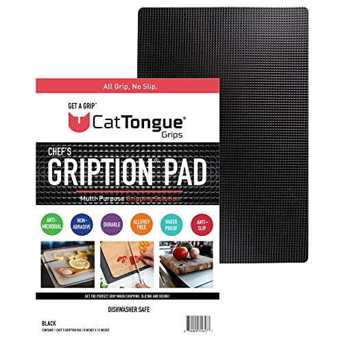 CatTongue Grips Non-Adhesive Anti-Slip Mat - Multi-Purpose Non-Slip Pad For Chefs & Home Cooks - Ideal Cutting Board Mat & Drawer Liner - Kitchen Essentials For Safety (Black, 8” x 12”) - Image 1