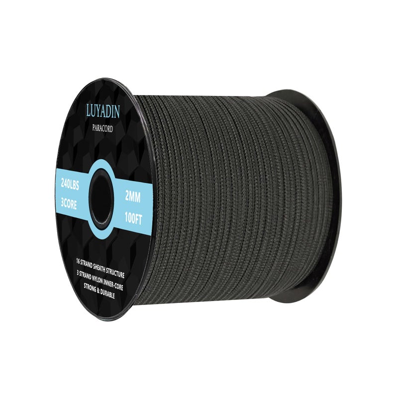 LUYADIN Paracord 240lb - Diameter 2mm Micro Utility Cord -3 Strand Parachute Spool Cord - 100ft 200ft,Paracord for Camping,Hiking,Fishing,Outdoor and DIY - Image 1