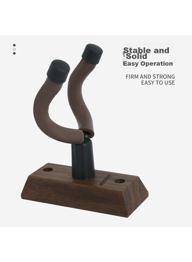 Aodsk Aw-gs11b Guitar Hook Wall Mount, Solid Wood Guitar Stand, Acoustic Guitar And Violin Universal Stand, Black Walnut Wood - Image 3