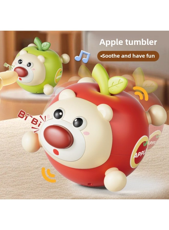Apple Bear Tumbler Rattle Toy Baby 1-3 Baby Puzzle Early Education Teeth Molar Children's Toy 6-Color:Apple Bear Tumbler (red)  - Image 2