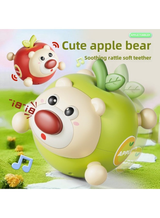 Apple Bear Tumbler Rattle Toy Baby 1-3 Baby Puzzle Early Education Teeth Molar Children's Toy 6-Color:Apple Bear Tumbler (red)  - Image 3