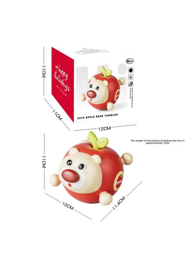 Apple Bear Tumbler Rattle Toy Baby 1-3 Baby Puzzle Early Education Teeth Molar Children's Toy 6-Color:Apple Bear Tumbler (red)  - Image 5