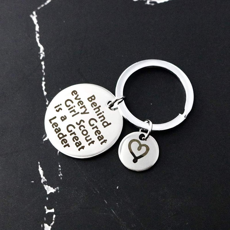 Meiligo Girl Scout Leader Gift Behind Every Great Girl Scout is a Great Leader Keychain Scout Leader Gift Troop Leader Gift - Image 3