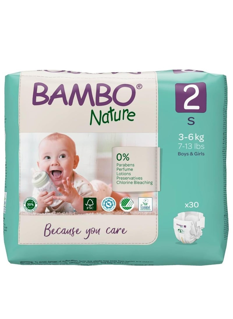 BAMBO NATURE Bambo Nature Premium Eco Nappies, Eco-Friendly Sustainable Nappies, Enhanced Leakage Protection, Secure & Comfortable Baby Nappies, Size 2 Nappies (7-13lb/3-6kg), Mini, 30 Count (Pack of 6)  - Image 4