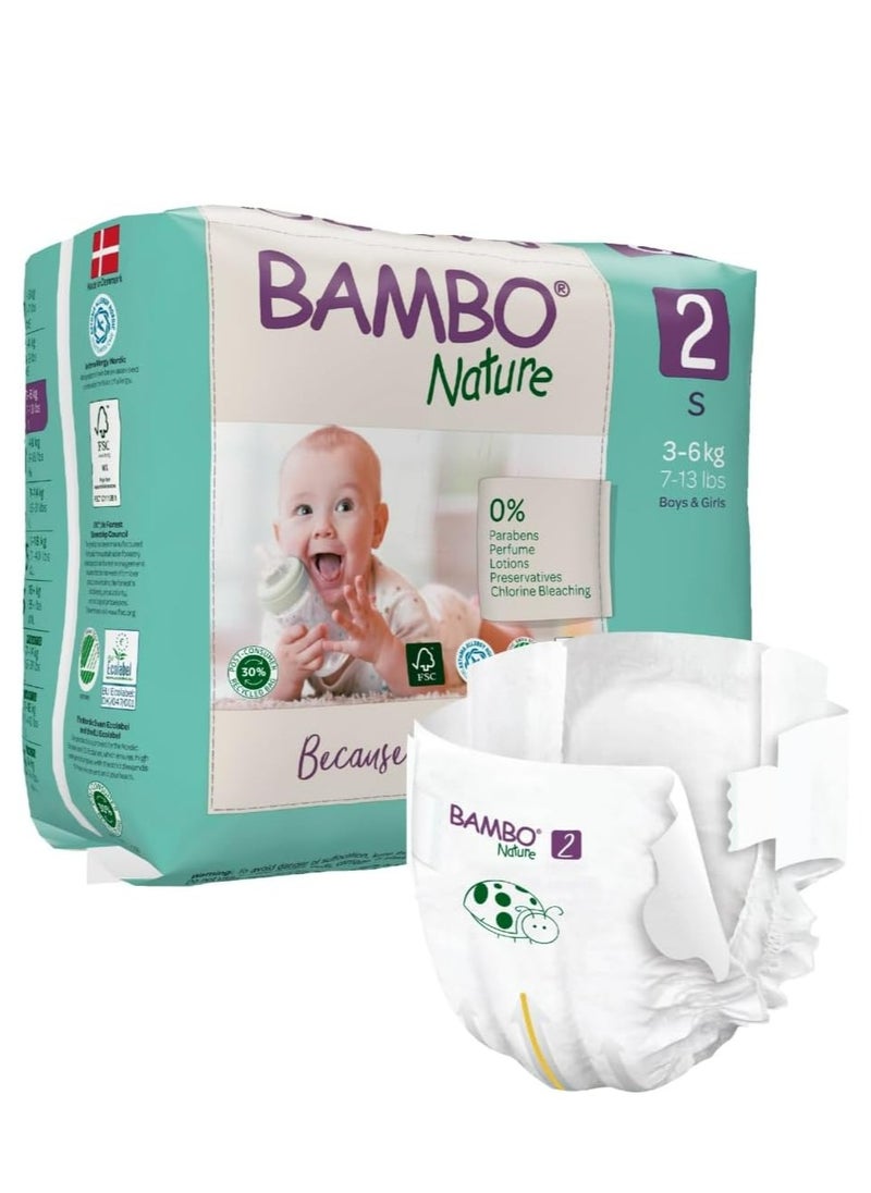 BAMBO NATURE Bambo Nature Premium Eco Nappies, Eco-Friendly Sustainable Nappies, Enhanced Leakage Protection, Secure & Comfortable Baby Nappies, Size 2 Nappies (7-13lb/3-6kg), Mini, 30 Count (Pack of 6)  - Image 2