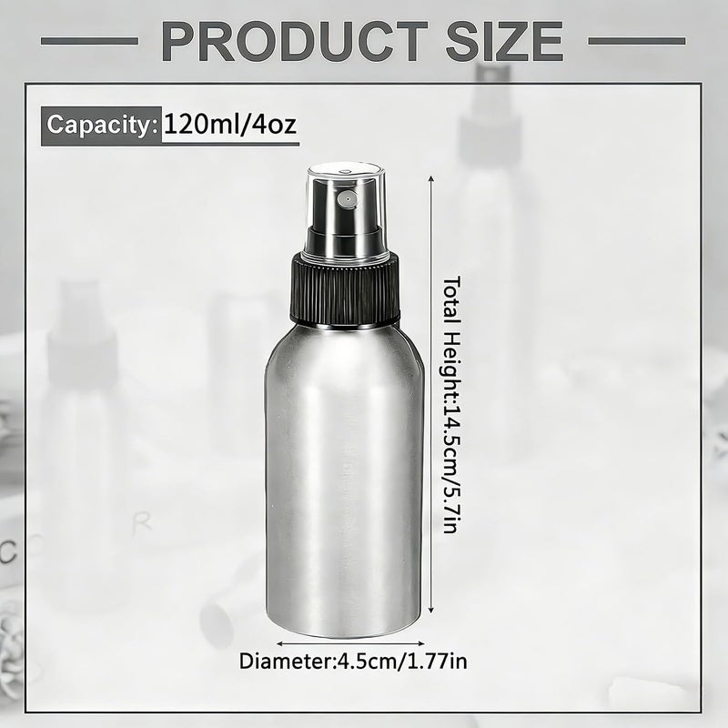 SYBL 3 Pcs Aluminum Fine Mist Spray Bottle with Black Pump Sprayer Empty Sample Atomizer Containers for Essential Oils Perfume Aromatherapy Makeup Water size 120ml/4oz - Image 2