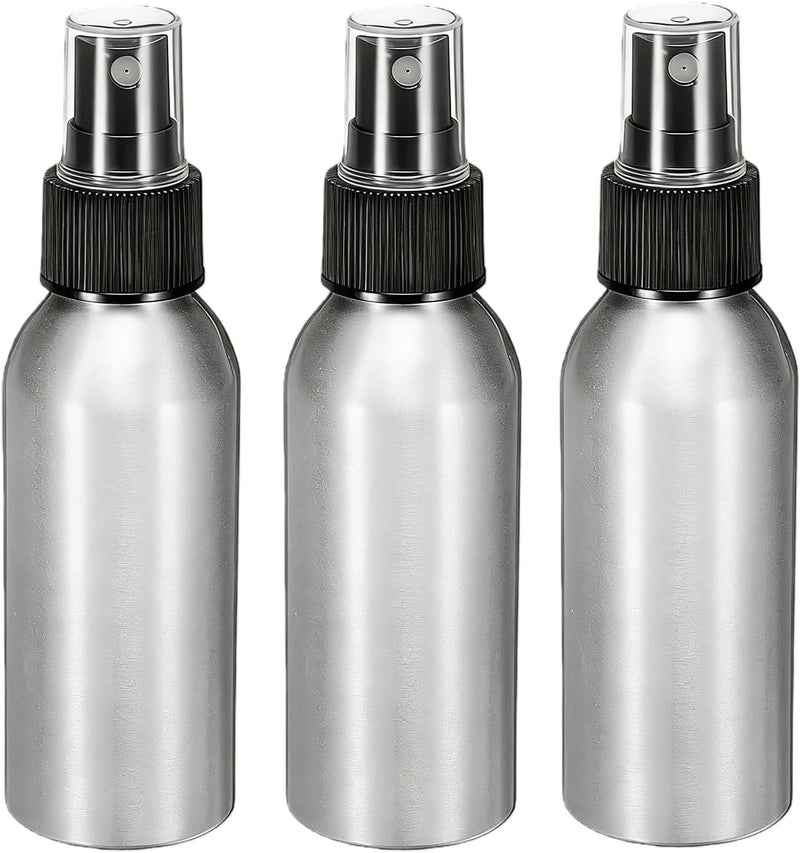 SYBL 3 Pcs Aluminum Fine Mist Spray Bottle with Black Pump Sprayer Empty Sample Atomizer Containers for Essential Oils Perfume Aromatherapy Makeup Water size 120ml/4oz - Image 1