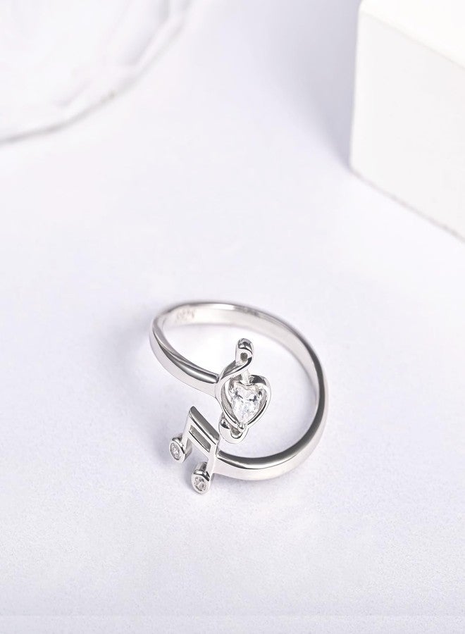 ACJNA Music Note Adjustable Rings Sterling Silver Heart Music Stuff Jewelry Gifts for Women Teens - Image 5