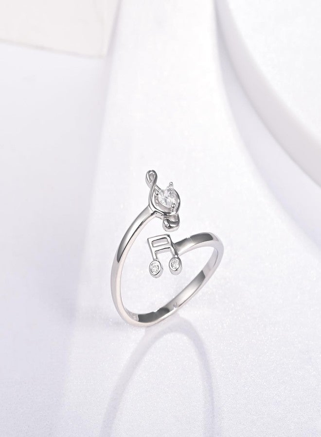 ACJNA Music Note Adjustable Rings Sterling Silver Heart Music Stuff Jewelry Gifts for Women Teens - Image 2