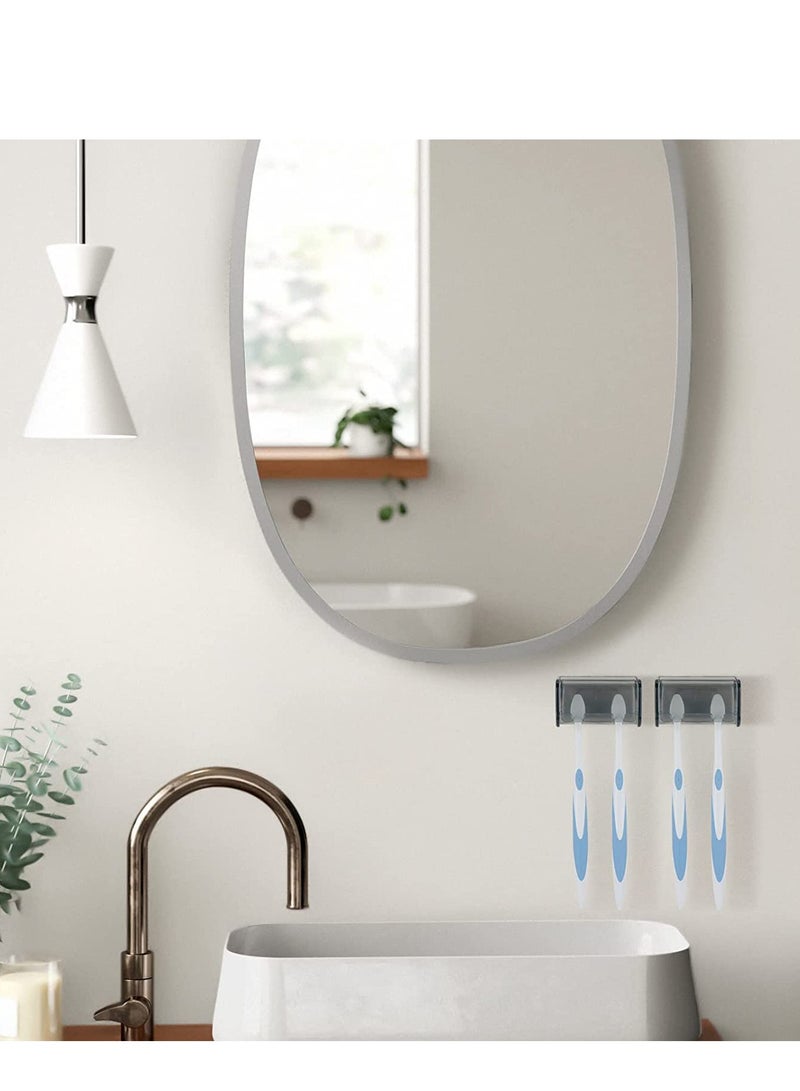 Excefore حامل فرشاة الأسنان مثبت على الحائط مع غطاء، 2 قطعة حامل فرشاة أسنان في الحمام، منظم تخزين فرشاة الأسنان ذو شقين مغطى ذاتي اللصق لحمام سكن الطلاب ومرايا الدش (رمادي) - Image 5