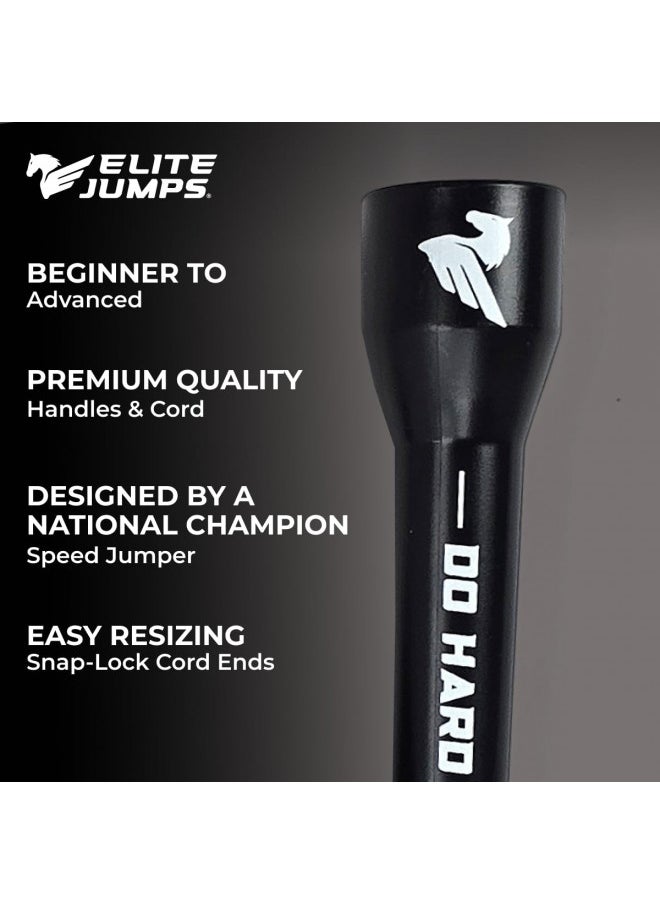 EliteSRS - EliteSRS, Do Hard Things 6mm PVC Jump Ropes for Fitness - Indoor/Outdoor Adjustable Jump Rope with Unbreakable Handles and Ultra-Durable Non-Kinking PVC for Skipping Rope (Black Handles) - Image 1