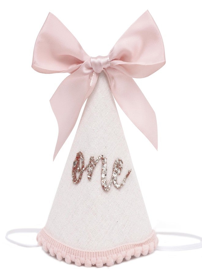 Jissoo 1st Birthday Hat With Bow - Sweet One Birthday Party Decorations,Glitter Number Cone Hat Photo Props,Little Princess Pink Bow Party Hat,First Cake Smash (one) - Image 1
