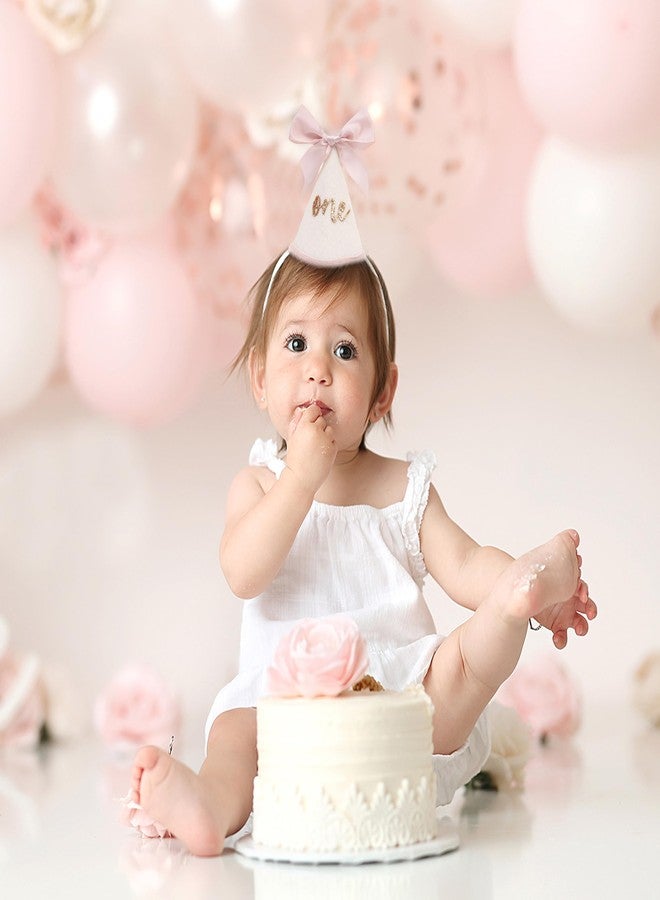 Jissoo 1st Birthday Hat With Bow - Sweet One Birthday Party Decorations,Glitter Number Cone Hat Photo Props,Little Princess Pink Bow Party Hat,First Cake Smash (one) - Image 3