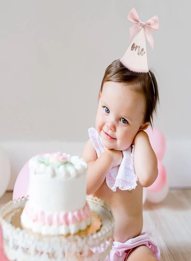Jissoo 1st Birthday Hat With Bow - Sweet One Birthday Party Decorations,Glitter Number Cone Hat Photo Props,Little Princess Pink Bow Party Hat,First Cake Smash (one) - Image 5