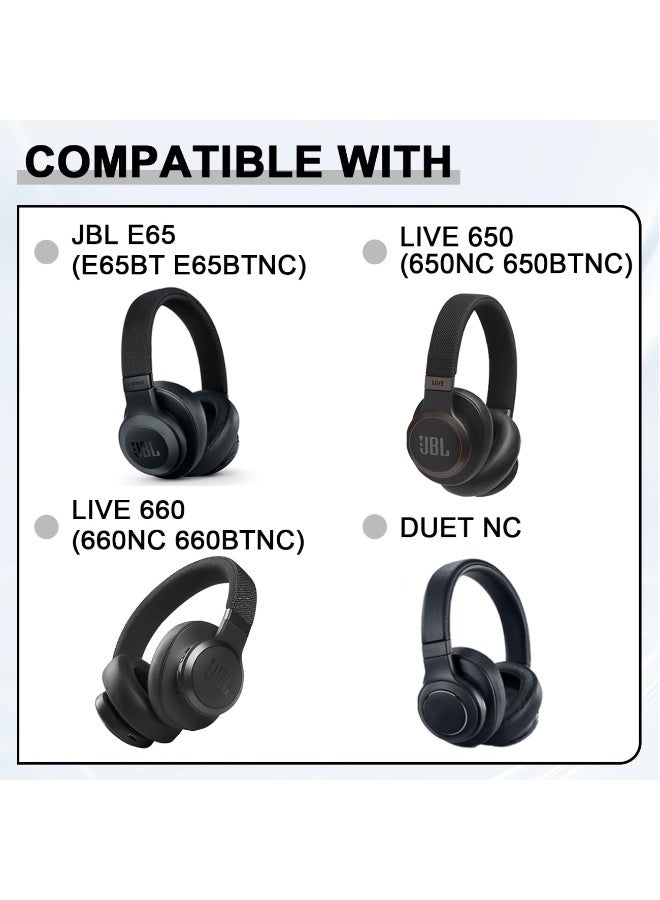 استبدال سماعات الأذن لـ JBL E65BTNC / Live 650BTNC / Live 650BT / Live 660NC / Duet NC Over-Ear Headphones ، وسائد سماعات الأذن مع جلد أنعم ، رغوة عزل الضوضاء (أسود) - Image 2