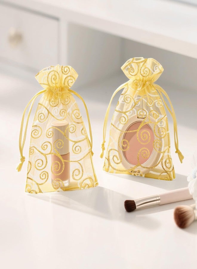 joycraft 50Pcs Organza Gift Bags - 2.7x3.5 In Gold Mesh Gift Drawstring Bags, Organza Party Favor Pouch for Valentine's Day, Wedding, Birthday, Brial Shower - Image 5