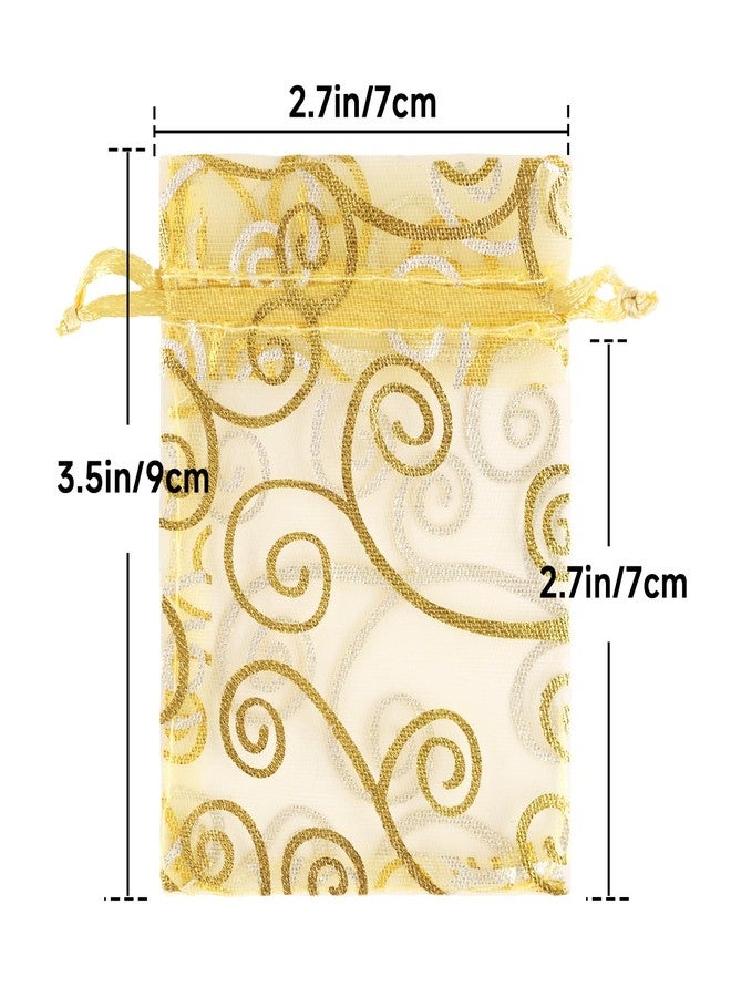 joycraft 50Pcs Organza Gift Bags - 2.7x3.5 In Gold Mesh Gift Drawstring Bags, Organza Party Favor Pouch for Valentine's Day, Wedding, Birthday, Brial Shower - Image 2