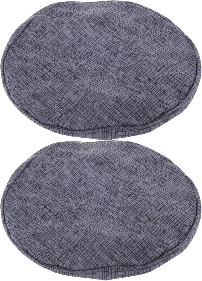 Roleader 2pcs Elastic Round Bar Stool Covers Stretchy Chair Seat Protectors for Home Kitchen Counter, Deep Gray Patterned Fabric Slipcovers for Pub Bar Stools - Image 1