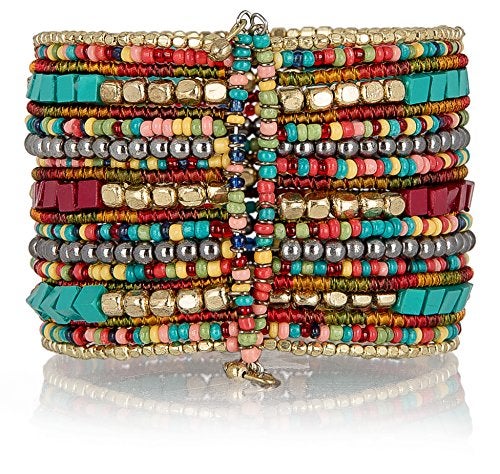 SPUNKYsoul Cuff Bracelets for Women Collection - Adjustable, Stylish Boho Inspired Beaded Bracelets, Trendy Stackable Bead, Ideal for Everyday Wear & Special Occasions (Teal, Red, Cube) - Image 3
