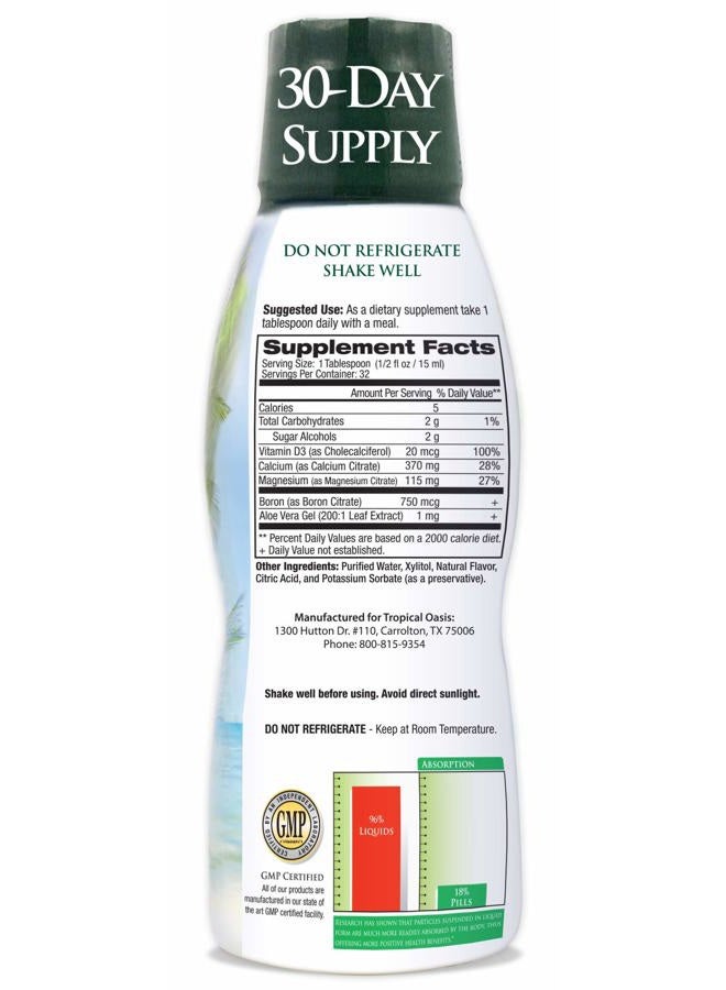 Tropical Oasis Liquid Calcium & Magnesium - Natural formula w/ support for strong bones - Liquid vitamins w/ calcium, - 16oz, 32 Serv. - Image 2