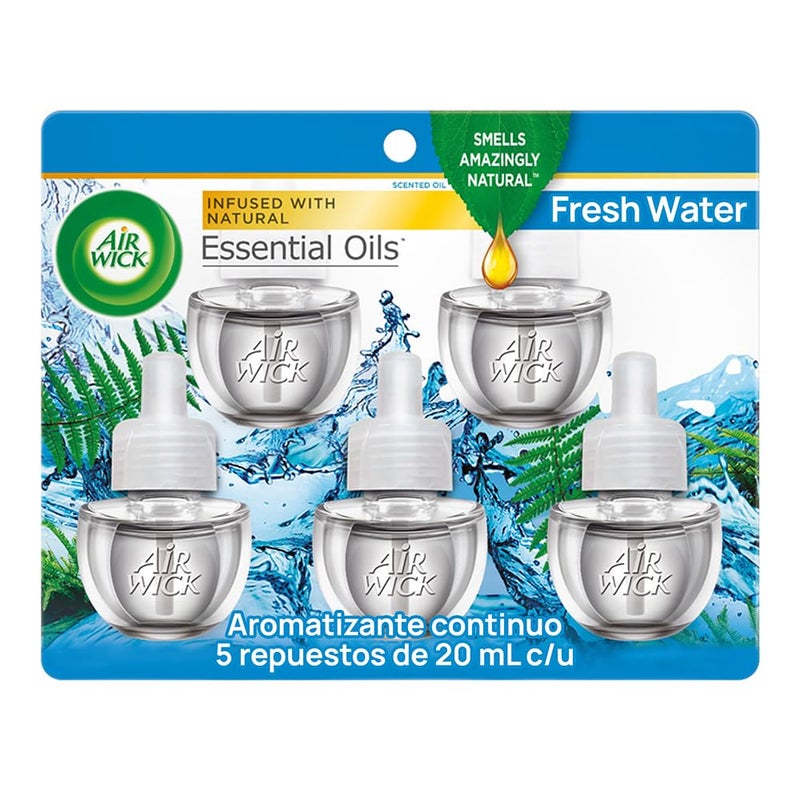 Air Wick Air Wick Scented Oil Refill, 5ct, Fresh Waters, Air Freshener, Essential Oils  - Image 1