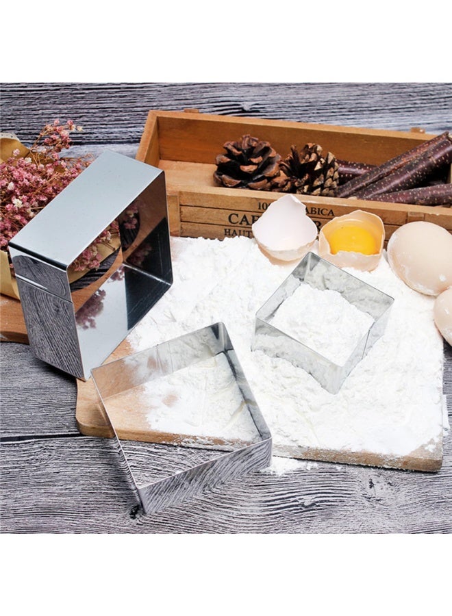 3-Piece Set Of Square Stainless Steel Cake Baking Molds 4 Inches 6 Inches 8 Inches Suitable For Baking Mousse, Pancakes (3 Different Sizes) 20x20x5cm, Silver - Image 5