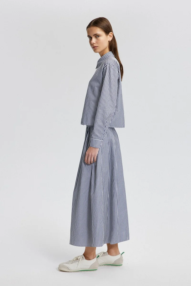 Touche Striped Shirred Dress