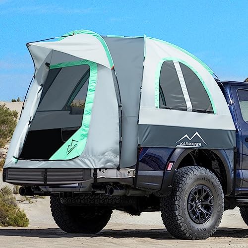 M KARMATER Pickup Truck Tent Waterproof PU2000mm for Camping 556 Ft Bed2Person Sleeping with Double Layer Design Windows Portable Overland Tent Expandable Triangle Sunshade Awning - Image 1