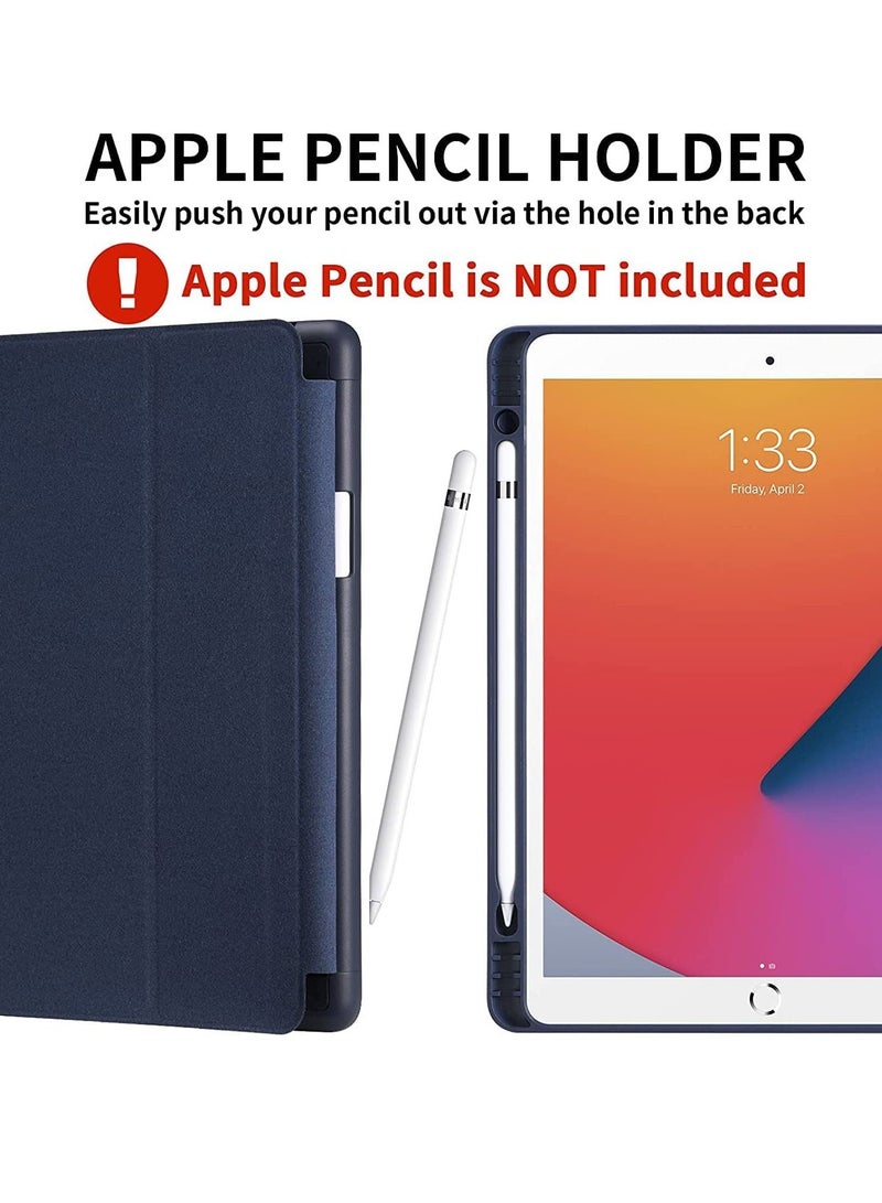 iPad 9th/8th/7th Generation case (2021/2020/2019) iPad 10.2-Inch Case with Pencil Holder [Sleep/Wake] Slim Soft TPU Back Smart Magnetic Stand Protective Cover Cases (Navy Blue) - Image 2