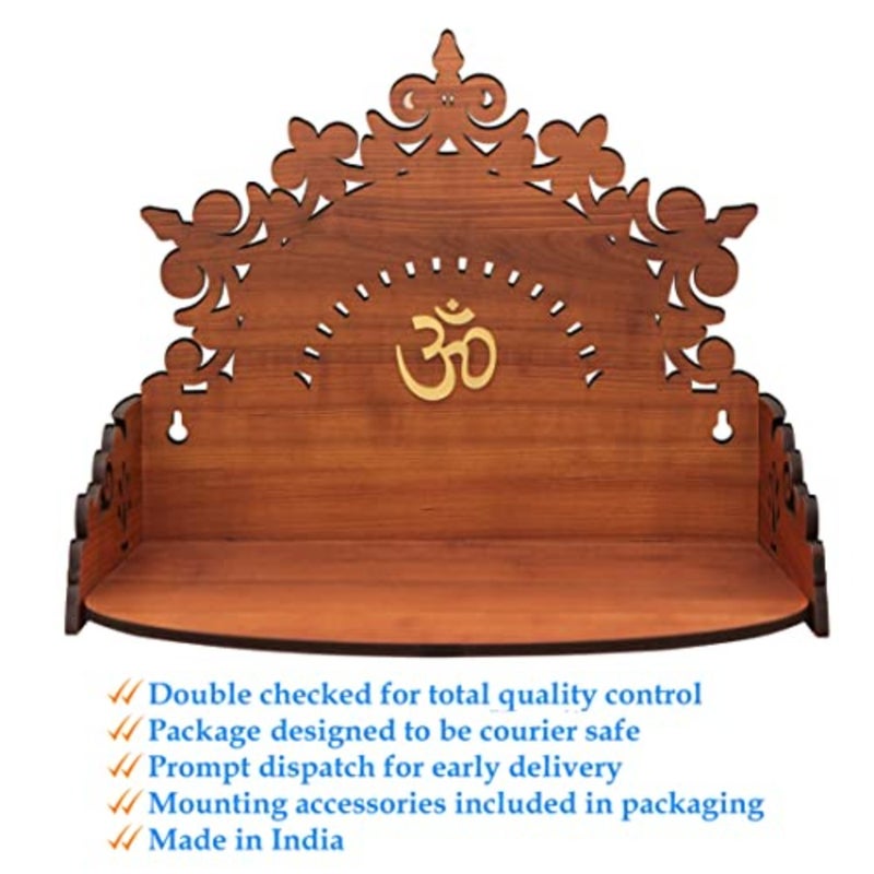 ® Floral Beautiful Wooden Pooja Mandir for Home Temple and Office - Modern Puja Stand Height- 9.85, Length- 12, Width-8.75 Inch baihuo - Image 5