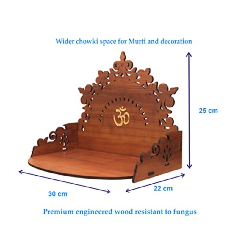 ® Floral Beautiful Wooden Pooja Mandir for Home Temple and Office - Modern Puja Stand Height- 9.85, Length- 12, Width-8.75 Inch baihuo - Image 4