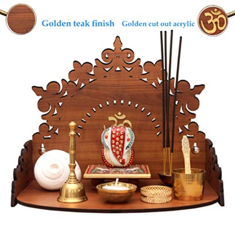 ® Floral Beautiful Wooden Pooja Mandir for Home Temple and Office - Modern Puja Stand Height- 9.85, Length- 12, Width-8.75 Inch baihuo - Image 2