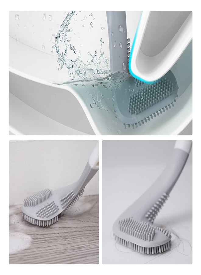 Long Handle Toilet Brush Wall-mounted TPR Bristles Toilet Brush Cleaner No-drilling Bathroom Deep Cleaning Toilet Bowl Brush No Dead End Cleaning Brush - Image 5