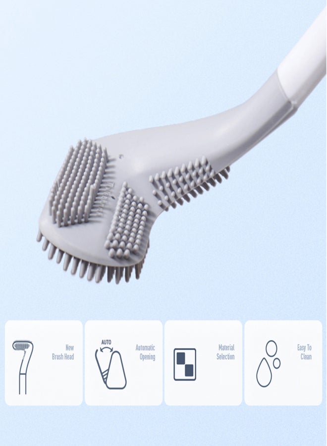 Long Handle Toilet Brush Wall-mounted TPR Bristles Toilet Brush Cleaner No-drilling Bathroom Deep Cleaning Toilet Bowl Brush No Dead End Cleaning Brush - Image 3