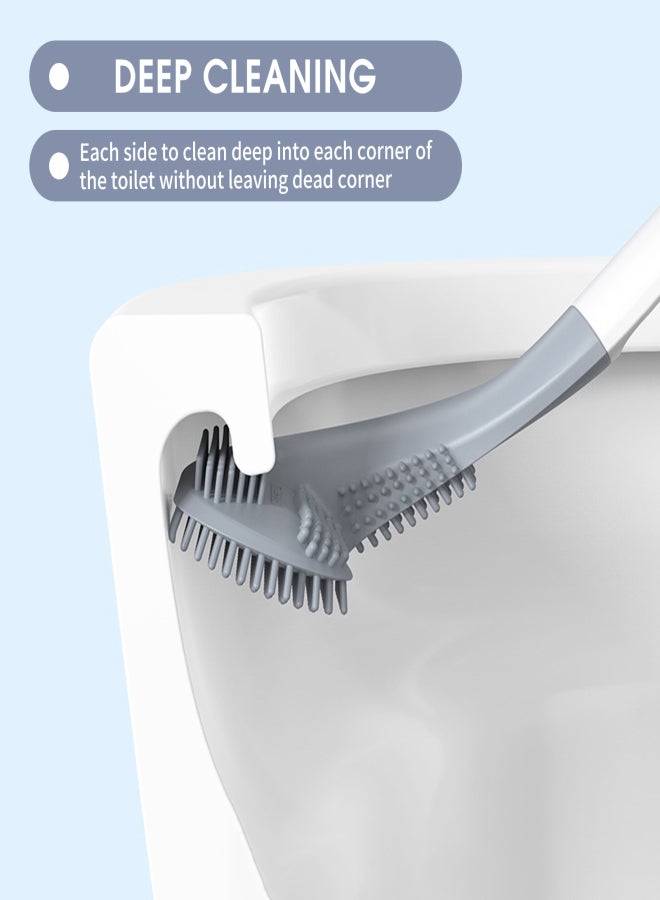 Long Handle Toilet Brush Wall-mounted TPR Bristles Toilet Brush Cleaner No-drilling Bathroom Deep Cleaning Toilet Bowl Brush No Dead End Cleaning Brush - Image 4