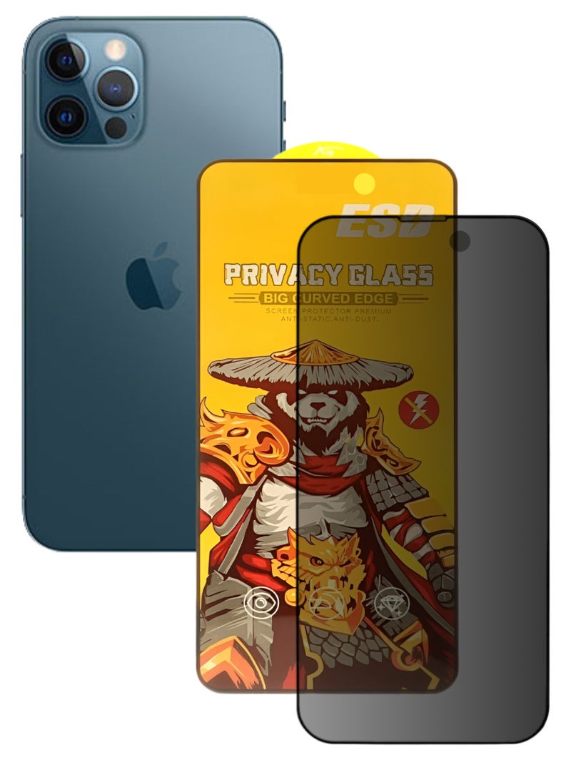 ESD Tempered Dustproof Privacy Glass Screen Protector Compatible For iPhone 12 Pro Max - Image 1
