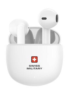 SWISS MILITARY VICTOR6 High Bass True Wireless Earbuds - 24 Hours Total Playtime, 180 Days Standby, Smart Touch Controls, Seamless Connectivity, Secure Fit for Workouts & Travel - White  - Image 1