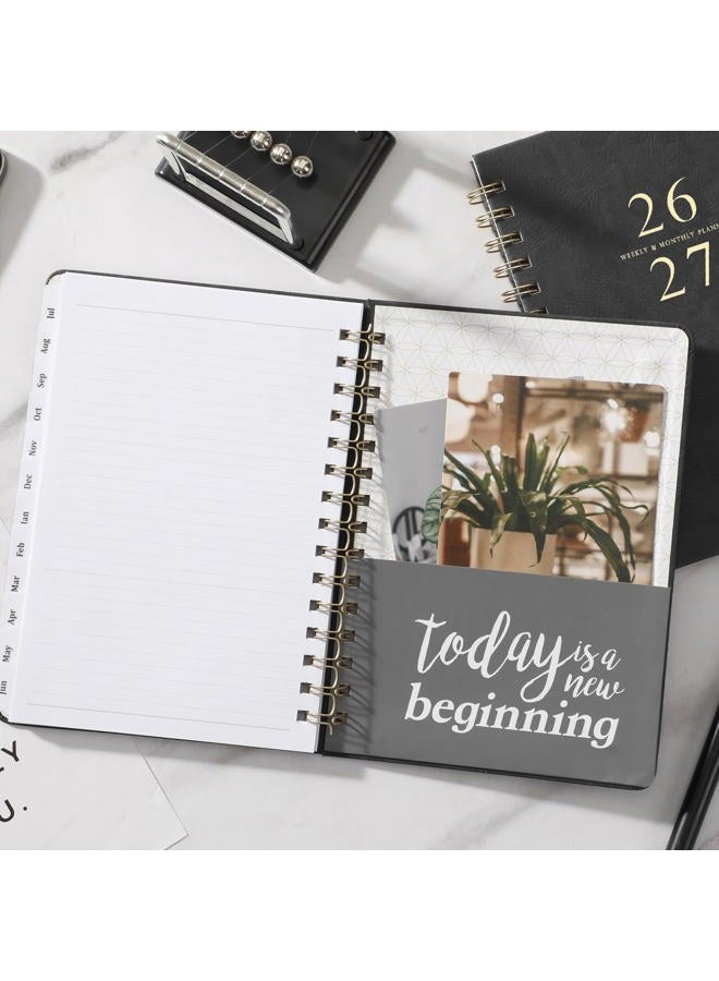 Poluma Planner 2025-2026 - Weekly & Monthly 2025-2026 Planner with 12 Monthly Tabs, Jul 2025 - Jun 2026, 6.3" x 8.4", Flexible Hardcover, Thick Paper, Inner Pocket - Gray - Image 3