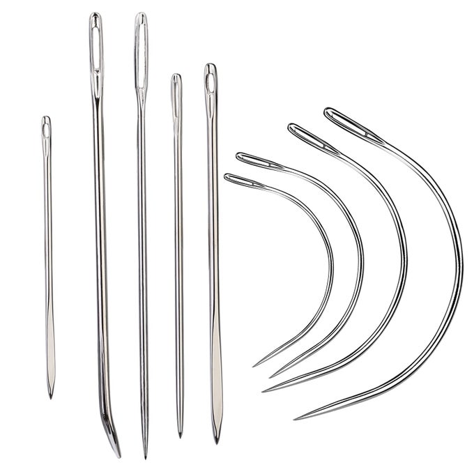 9 PCS HEAVY DUTY HAND SEWING NEEDLES KITLEATHER SEWING NEEDLES WITH 5 LEATHER HAND SEWING NEEDLE AND 4 CURVED NEEDLE FOR HOME UPHOLSTERYLEATHER NEEDLES FOR HAND SEWINGCARPET CANVAS REPAIR