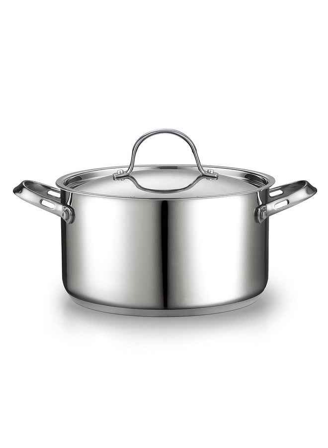 Cooks Standard وعاء طهي ستاندر 18/10 من الفولاذ المقاوم للصدأ سعة 6 كوارت، وعاء طهي عميق كلاسيكي، أدوات تعليب، فرن هولندي، كسرولة مع غطاء من الفولاذ المقاوم للصدأ، فضي - Image 1