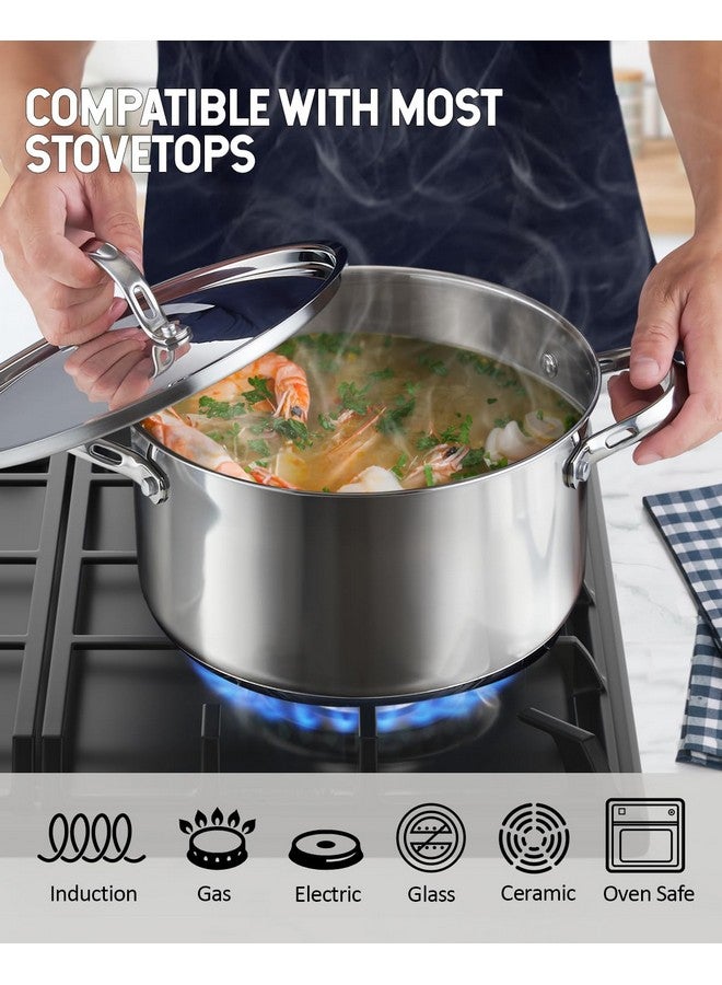 Cooks Standard وعاء طهي ستاندر 18/10 من الفولاذ المقاوم للصدأ سعة 6 كوارت، وعاء طهي عميق كلاسيكي، أدوات تعليب، فرن هولندي، كسرولة مع غطاء من الفولاذ المقاوم للصدأ، فضي - Image 3