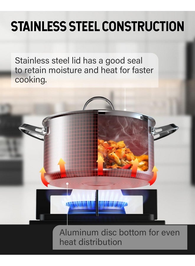 Cooks Standard وعاء طهي ستاندر 18/10 من الفولاذ المقاوم للصدأ سعة 6 كوارت، وعاء طهي عميق كلاسيكي، أدوات تعليب، فرن هولندي، كسرولة مع غطاء من الفولاذ المقاوم للصدأ، فضي - Image 4