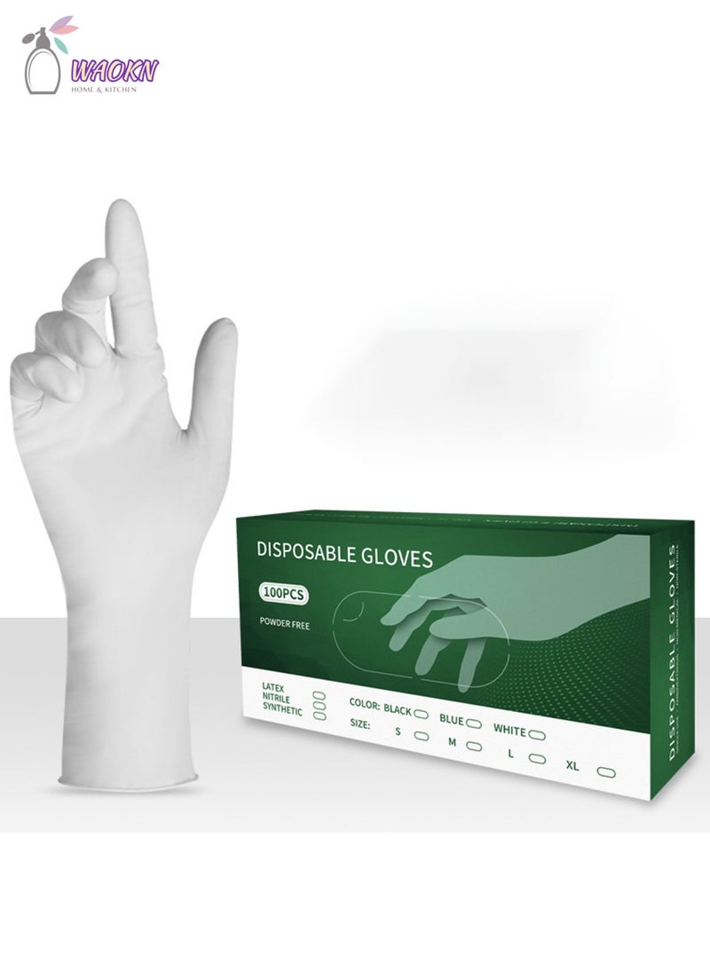 WAOKN 100-Piece Disposable Pure Nitrile Exam Gloves Food Grade Protective Gloves Powder Free Latex Free non-sterile Ambidextrous Cleaning & Cooking Gloves White - Image 1