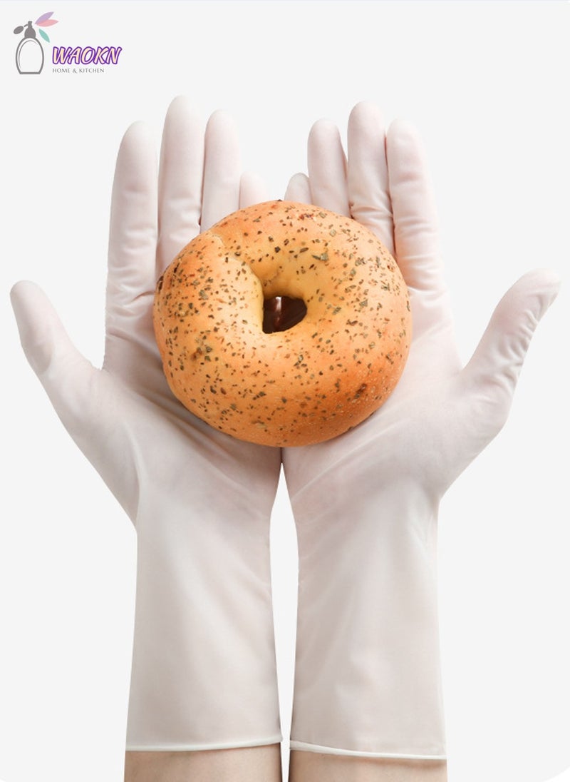 WAOKN 100-Piece Disposable Pure Nitrile Exam Gloves Food Grade Protective Gloves Powder Free Latex Free non-sterile Ambidextrous Cleaning & Cooking Gloves White - Image 2