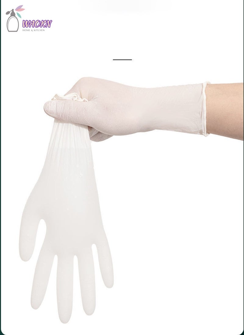 WAOKN 100-Piece Disposable Pure Nitrile Exam Gloves Food Grade Protective Gloves Powder Free Latex Free non-sterile Ambidextrous Cleaning & Cooking Gloves White - Image 5