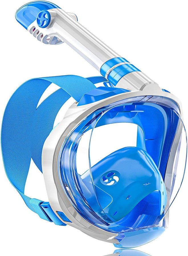 FEELING MALL Snorkel Mask Full Face, Full Face Snorkel Mask with Dry Top Breathing System, 180 Degree Panoramic View Snorkeling Gear Anti-Fog Anti-Leak with Camera Mount for Adults (Blue) - Image 1
