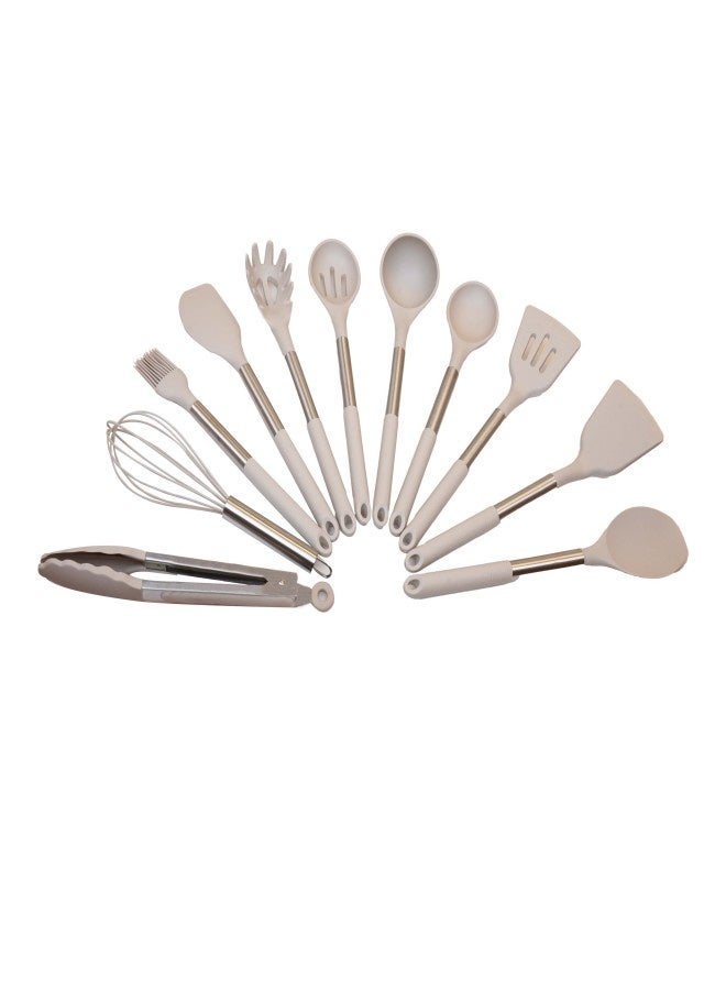 WOKi New 12-Piece Khaki Silicone Kitchen Utensil Set with Stainless Steel Storage Stand, 230°C Heat Resistant Non-Scratch, Safe for Non-Stick Cookware for Home Cooking & BBQ in UAE - Image 2