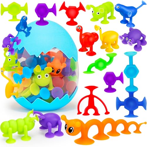 Joosharkidz 32 PCS Toddler Suction Cup Bath Toys Ages 13 35 48 Non Candy Easter Egg Fillers for Kids Birthday Party Favor Basket Stuffer Prize Mini Sensory Travel Shower Toy Gift 2 3 4 5 6 Year Old Boys Girls - Image 1